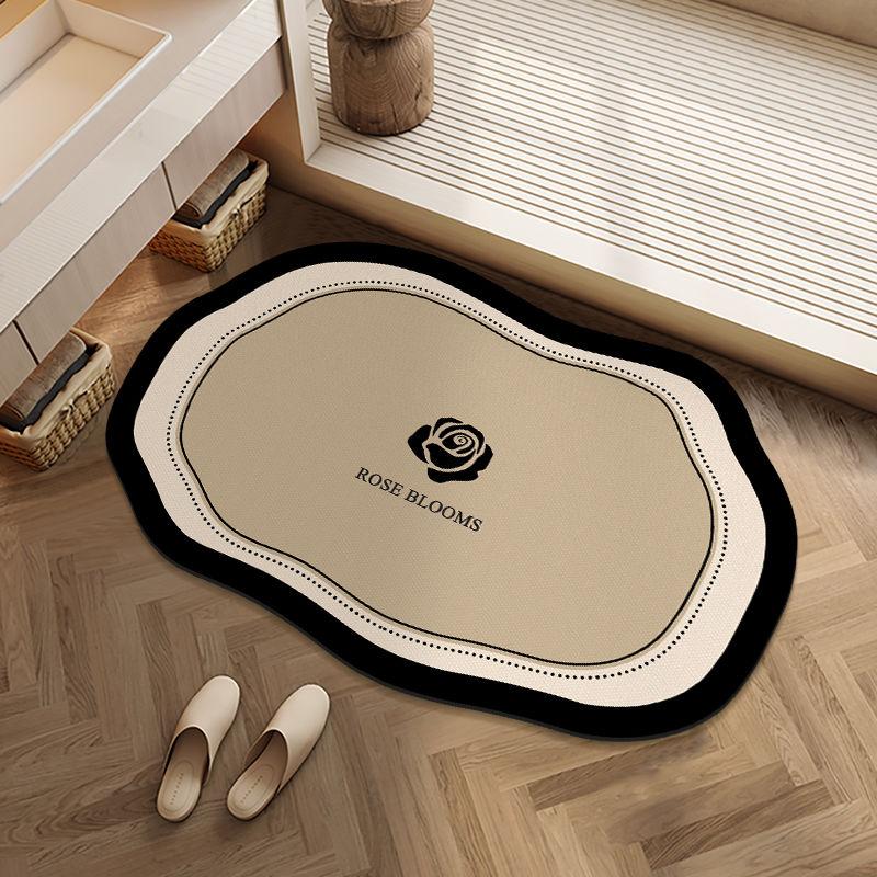 Retro Style Special-shaped Diatom Mud Bathroom Floor Mat, Water Absorption, Non-slip and Quick-drying Toilet, Toilet Door Mat