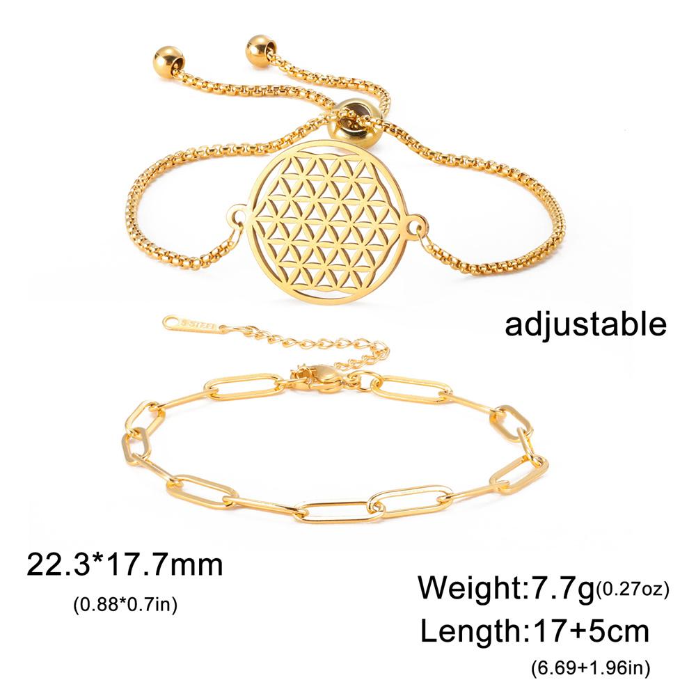 My Shape Flower of Life Bracelets 2 Layers Chains Combination Bracelet Stainless Steel Bangle Tree of Life Charms Jewelry Amulet