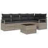 6 Piece Sofa Set with Cushions Light Grey Poly Rattan