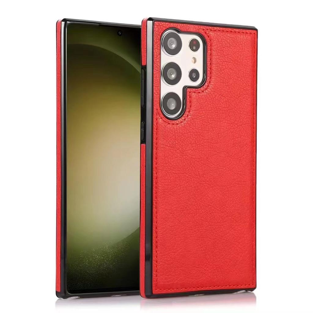 Leather Soft Case for Samsung S26 Mobile Phone Case iPhone17 Plain Leather S25 FE Anti-drop Case, Leather Protective Case