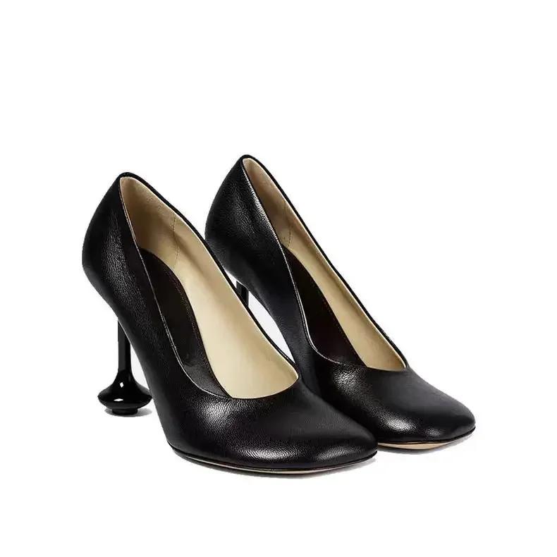 Fashion Simple Temperament, Shallow Mouth Single Shoe for Women, 2025 Summer New Round Toe Mary Jane High Heels