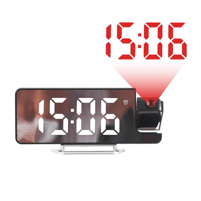 LED Large Screen Mirror Projection Alarm Clock Display Temperature Sensing Electronic Clock