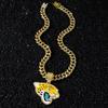 Jewelry for Resellers New Men's Natural Stone Chain Sporty Style Personalized Flat Leopard Head Pendant Necklace Gift