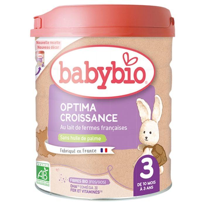 Babybio - Optima 3 Croissance Avec Fibres - Lait De Vache Français - Bio - 800g - Dès 10 Mois