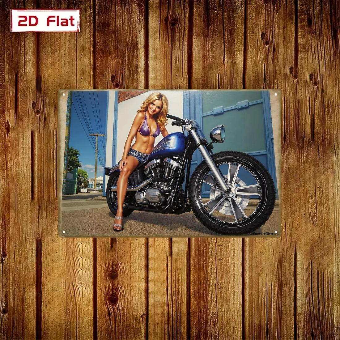 

Motorcycle Wall Sign Vintage Biker Girl Retro Metal Tin Sign for Bar Garage Decor 20x30cm 20x30cm