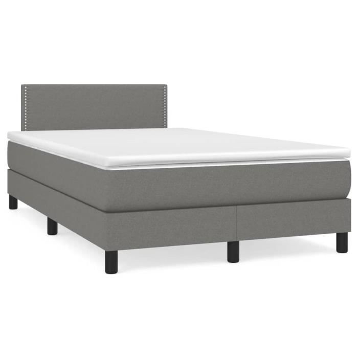 3139962 vidaXL Divan Bed with Mattress Dark Grey 120x200cm Fabric