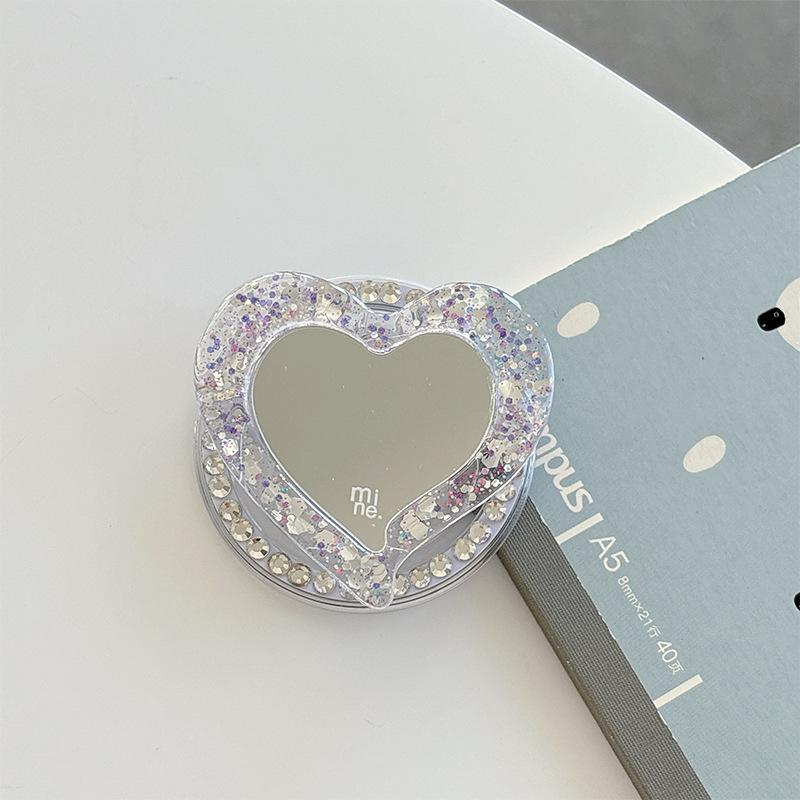 Magnetic Magsafe Mobile Phone Airbag Holder Glitter Sequins Love Mirror Portable Creative Makeup Mirror