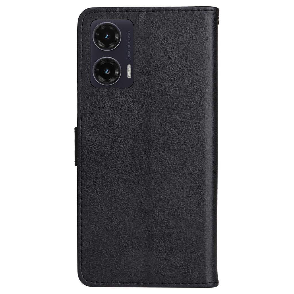 Für Motorola Moto G35 5G Leder-Brieftaschenhülle mit Riemen einfarbig Handy-Ständer-Abdeckung