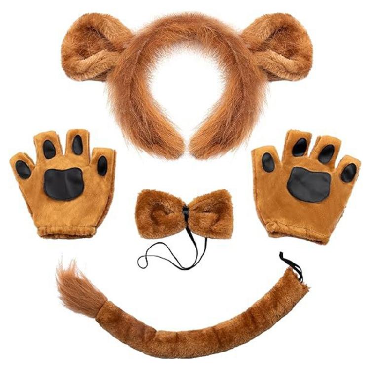 

Тварина Костюм на Хелловін Animal Ear Headband, Рукавички, Плюшевий Хвіст, Аксесуари для Костюма Тварини для Дівчинки на Хелловін