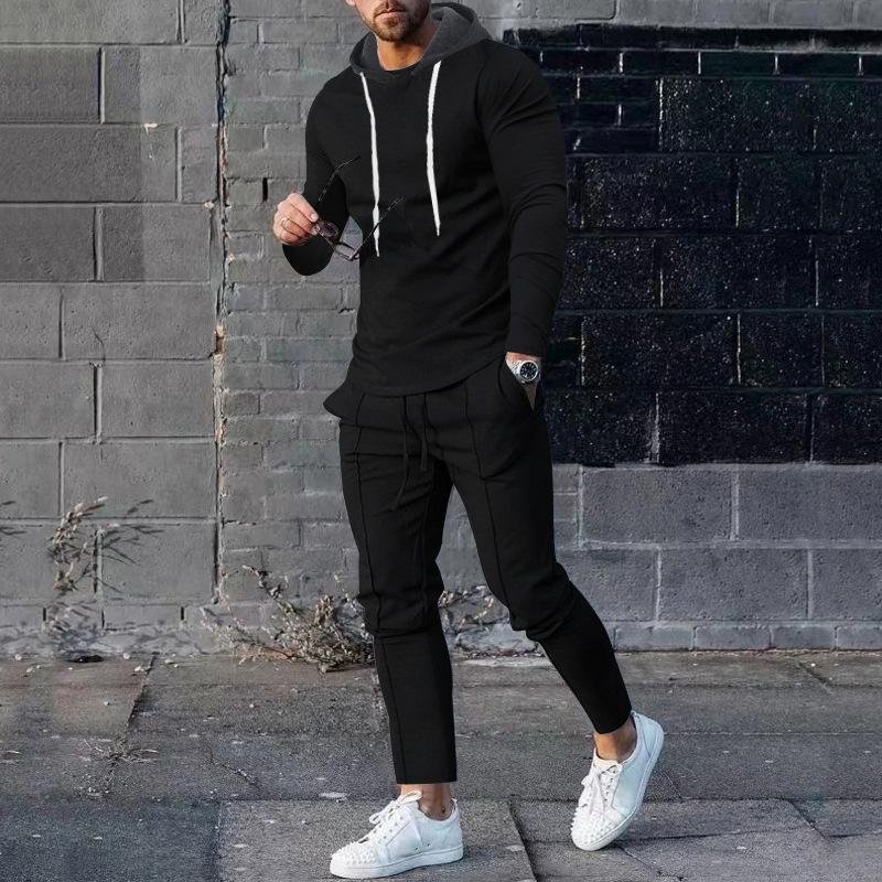 Traje Deportivo de Ocio para Hombre Primavera y Otoño Sudadera Holgada Conjunto Slim de Dos Piezas para Hombre