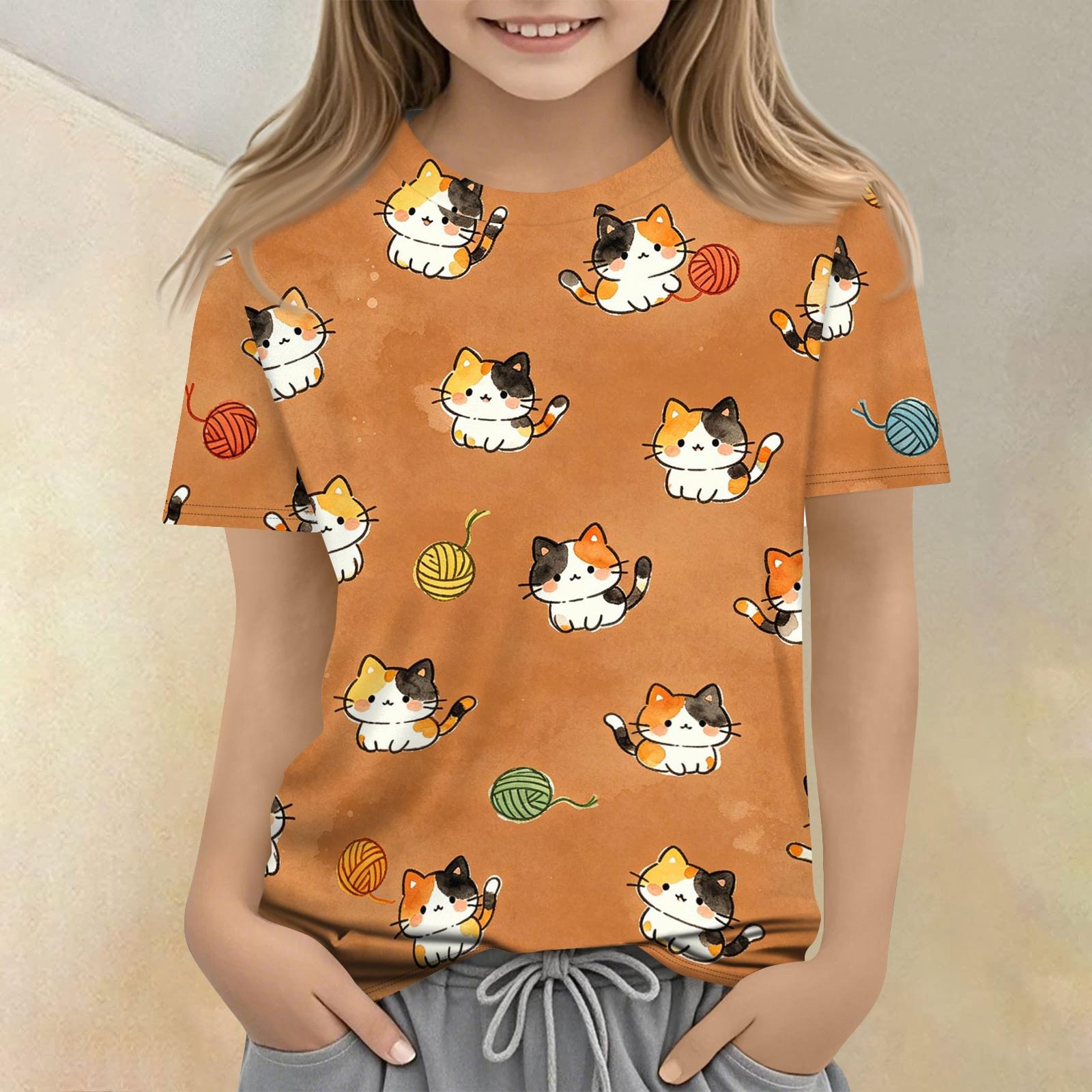 

Kids Animal Print Crew Neck Short Sleeve Casual Loose Fit T Shirt Top Lightweight Soft Fabric Comfortable Wear 100