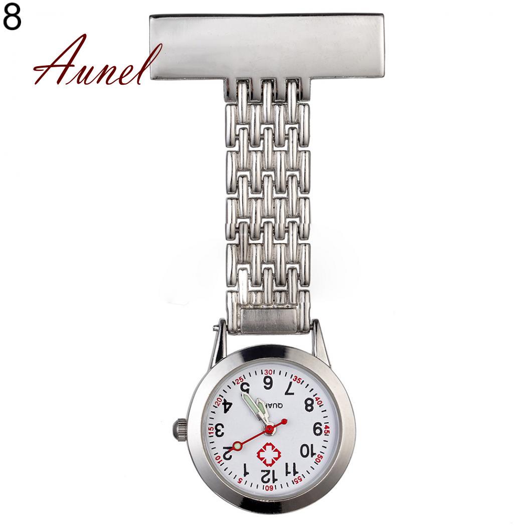 

Металлическая карманная кварцевая аналоговая брошь с зажимом для медицинской медсестры, часы-брелок серебряный