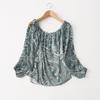 Foreign Trade Original Garment Export Ethnic Style Print off-Shoulder Long Sleeve Chiffon Shirt Women Fresh Loose Spring off-Shoulder Collar Shirts