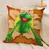 Funny K-Kermit The Frog Cushion Cover Soft Plush Fabric Double-Sided Printed Sofa Cushion Cover For All Seasons Home Decor Gift