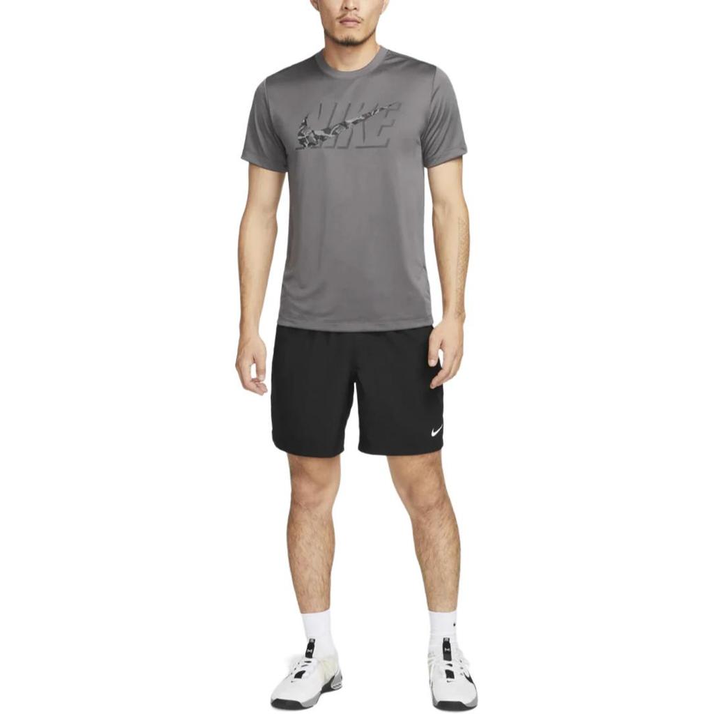 Nike Letter Print Pattern Loose Fit Round Neck Short Sleeve T-Shirt Men Tops Gray DZ2742-068