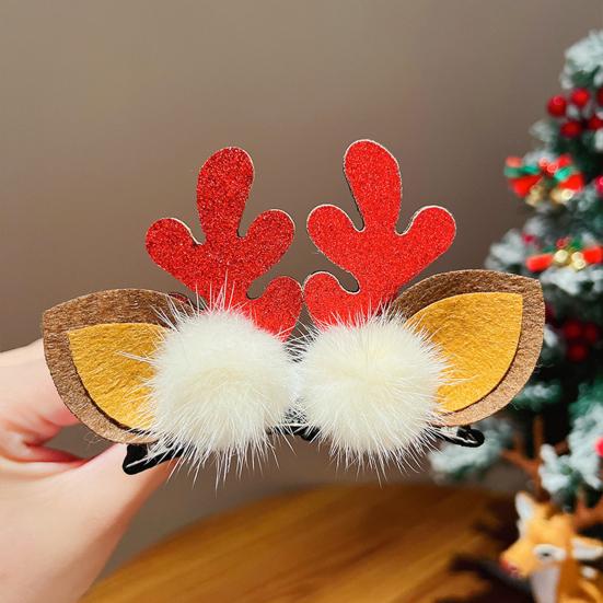 1 pár vánočních sponek do vlasů Slavnostní styly Sob Vánoční strom Sněhulák Santa Claus Plyšové Flitrová dekorace Sponky do vlasů