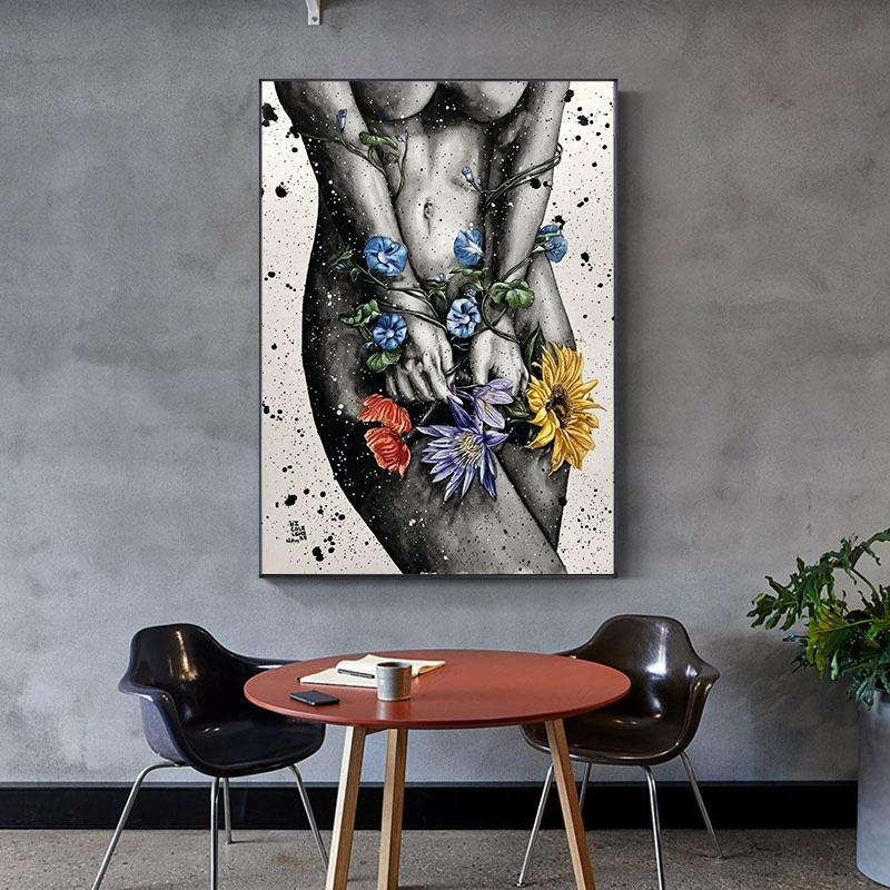 Women Portrait Flowers Landscape Painting Home Decor Gift  Poster Wall Art  Picture Canvas Print For Room Home Decor