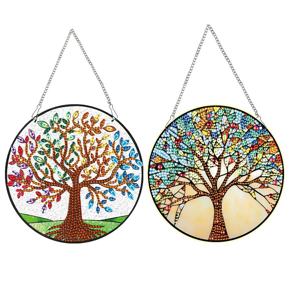 2 Stück Tier-Thema 2D Flach DIY Hängende Diamant-Kunst-Kits Strass Diamant-Kunst Fensteranhänger Fensterhängekunst für Heimdekoration