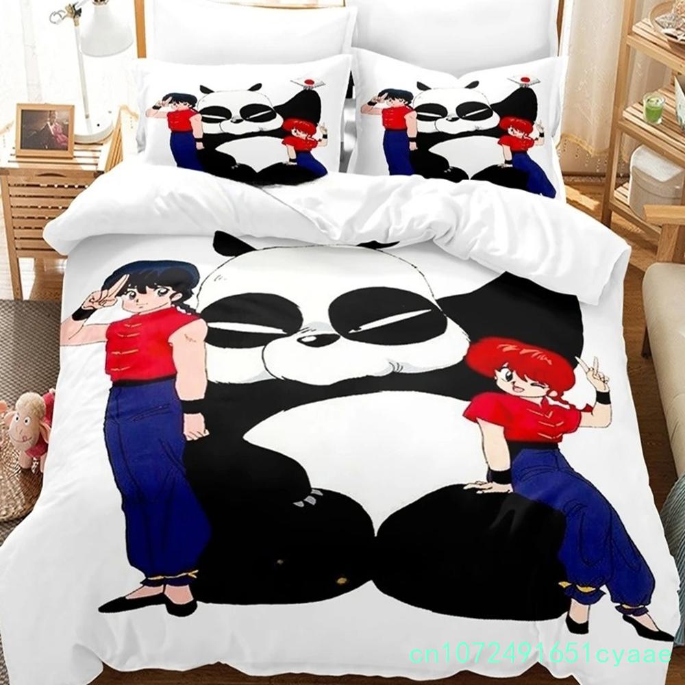 Ranma 1/2 Bedding Set Single Twin Full Queen King Size Bed Set Adult Boys Bedroom Duvetcover Sets 3D Print Anime Bed Sheet Set