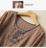 2024 Summer Retro Embroidered Cotton-Linen Colorblock Chinese Style Pullover Shirt