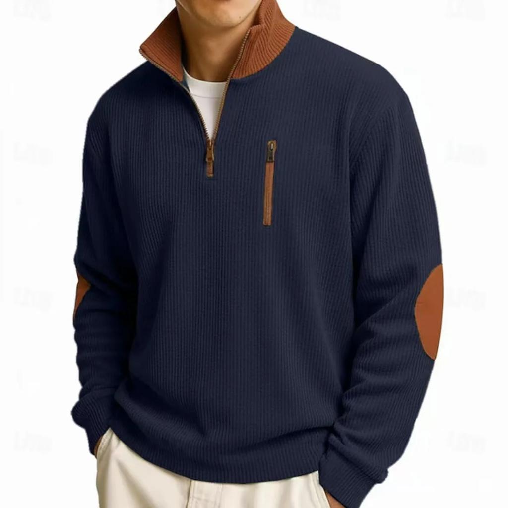 Autumn Winter Men's Corduroy Sweatshirts Outdoor Casual Stand Collar Loose Sports Hoodies Fashion Zipper Patchwork Sweatshirt