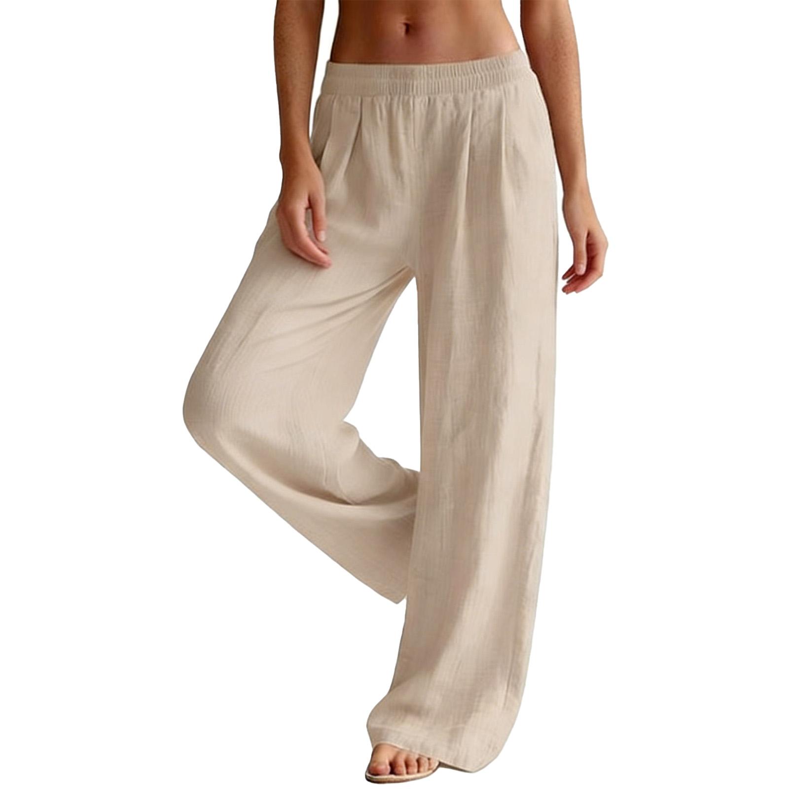 

Women s Loose Straight,leg Trousers, High,elasticity Drawstring Long Trousers, No Pockets XL хакі