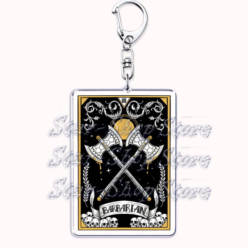Popular Culture Halloween Tarot Card Keychains for Accessories Moon Luna Death Keyring Jewelry Fans Lovers Friends Reader Gifts