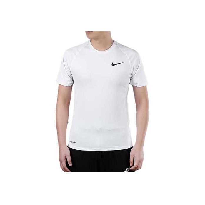 Nike Dri-Fit Solid Logo Print Fitted Training Short Sleeve T-Shirt Men Tops White BV5634-100