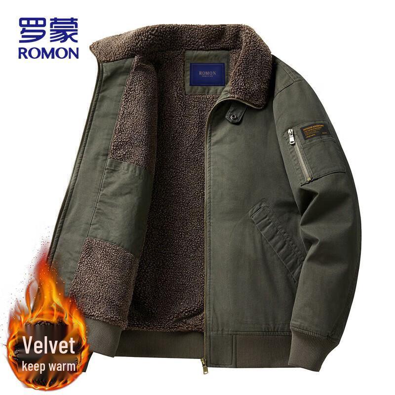 

ROMON Men s Fleece Lined Turn-down Collar Workwear Jacket XL