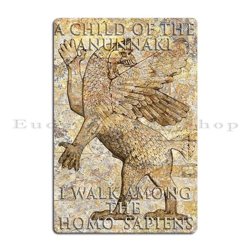Mfoever Lamassu Statue Ancient Mesopotamia Angels Magick Assyrian Temple Metal Sign Painting Custom Lamassu Statue Tin Sign Poster 20x30cm（7.8x11.8inch）