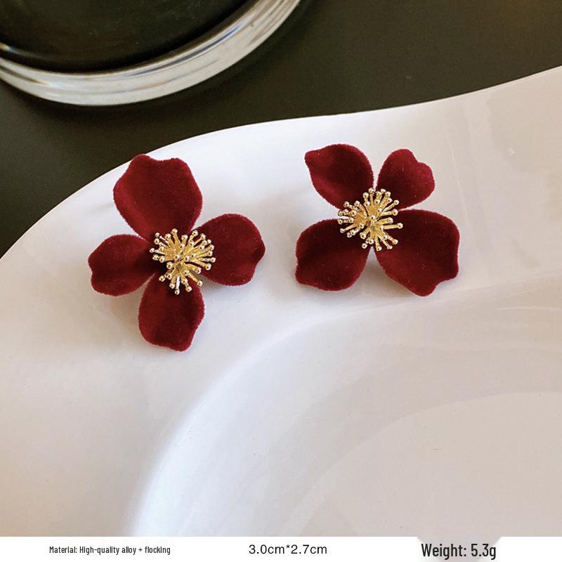 

Серьги-пусеты в ретро-стиле с красной глазурью «капля» для женщин - Уникальный нишевый дизайн начала осени