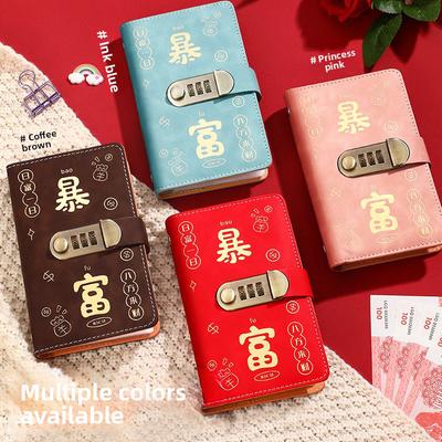 1PC 50 Pages Account Book Collection Booklet Exquisite Double-Sided Storage Durable With Combination Lock Convenient 17.8x12cm