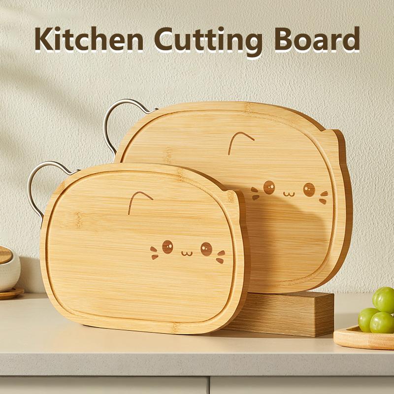 Chopping Board For Home Kitchen Cutting Vegetables And Fruits Double-Sided Food Grade Bamboo Chopping Board With Handle