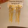 18K Gold Plated Zircon Tassel Earrings - High-End Stud Fashion Jewelry