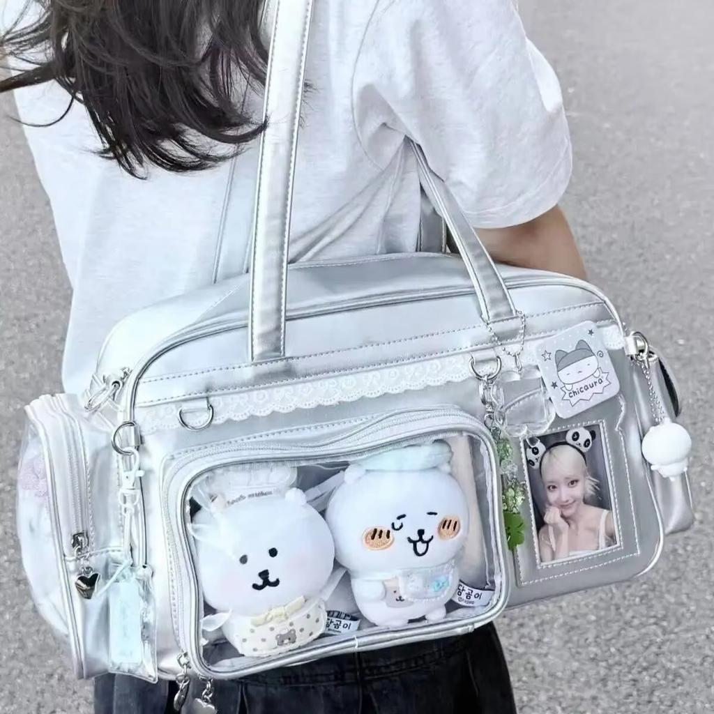 Y2K Nouveau Sac Ita pour Concert Grand Sac à Bandoulière Capacité JK Sac à Dos Transparent Fille Mignonne Sac Bandoulière pour Affichage de Badges DIY d'Exposition