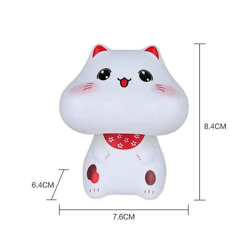 Solar-Powered White Nodding Cat Ornament - Chubby Lucky Desktop Decor
