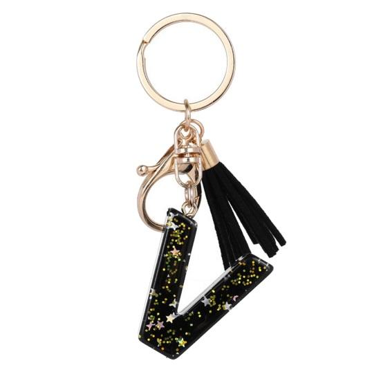 Lightweight Keychain Pendant, Sequins Star Letter A-Z Charm with Tassel, Gift Alphabet Initial Metal Keyring for Handbag Backpack Bag