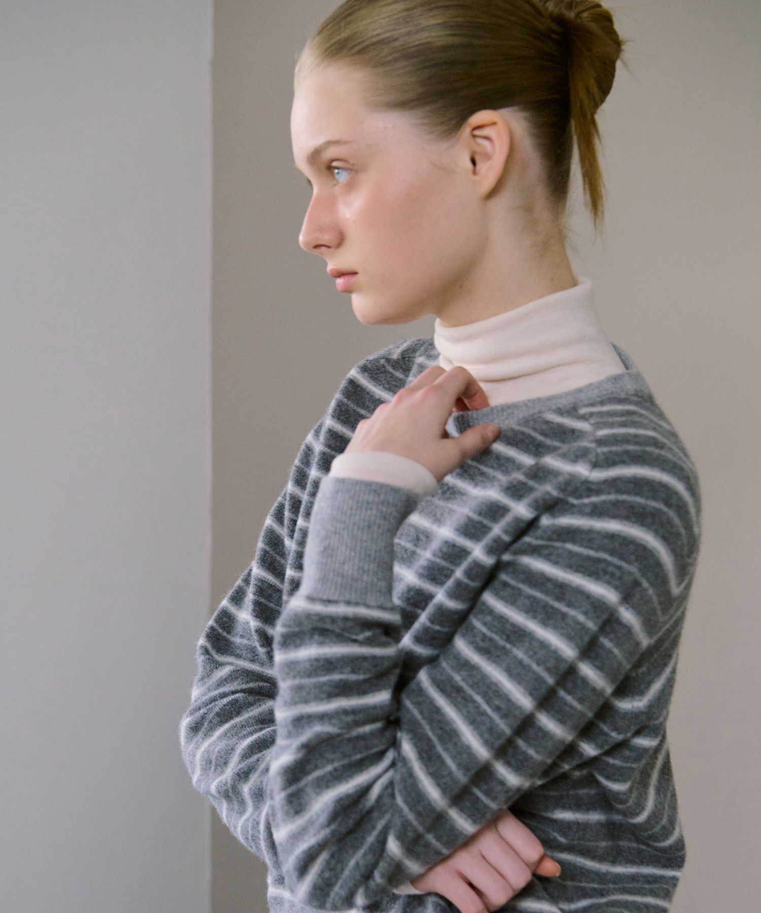 Awi Cashmere Wool Blend Striped Knit_Gray Gray/Ff