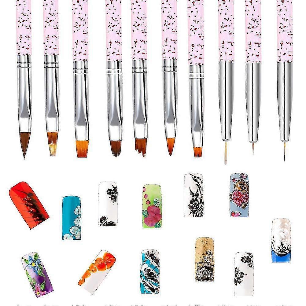 Nail Brush Set,10 Pieces Art Painting Gel With Brush Pen Accessories - CHUNCC