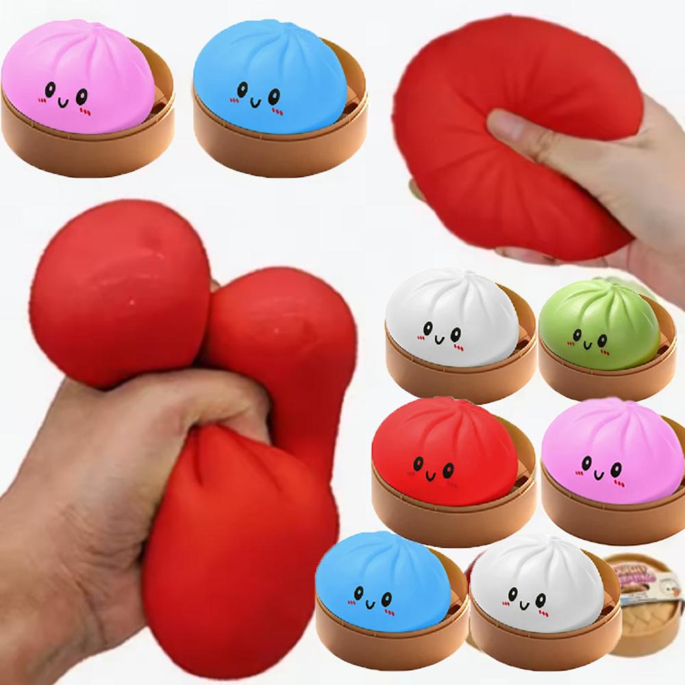 Shinny Glitter Dumpling Glitter Crystal Steamer Bun Squishy with Box Dumplings Squeeze Toy for Stress Relief