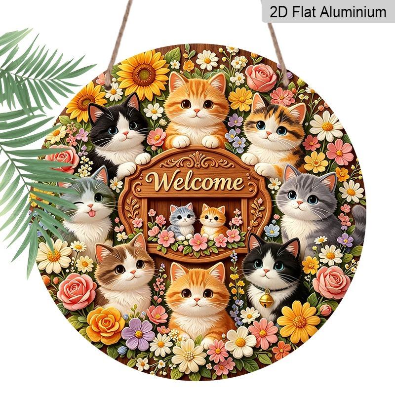 

2D Flat Retro Aluminum Wall Decorations in Various Sizes. A Soothing Cat Theme with Adorable Cat and Floral Patterns. Ideal for Home Décor and Gifts 20*20cm