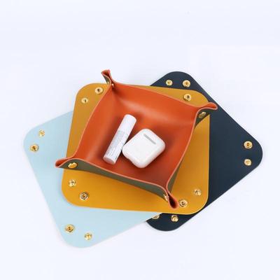 Nordic-Style Leather Desktop Organizer Tray for Cosmetics, Jewelry, Keys