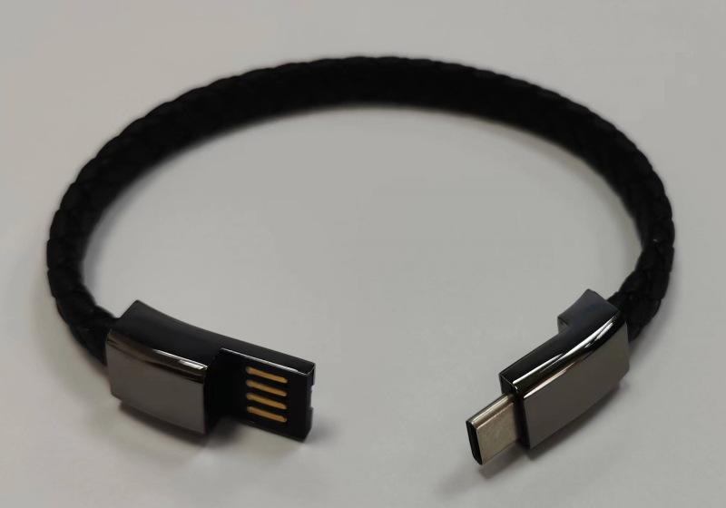 

PU Leather Rope Bracelet Type-C Fast Charging & USB Cable with Magnetic Attraction Black (Neutral Pearlescent Bag Packaging)