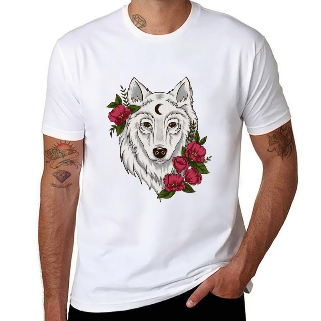 Starry Wolf Funny Wolf Gift Wolf Lover Gift Tshirt Simple Line Art Print Tee Tshirt