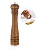 8-10 Inch Wood Pepper Grinder Salt Mill Pepper Shaker with Adjustable Ceramic Rotor Oak Wood Pepper Mill for Kitchen