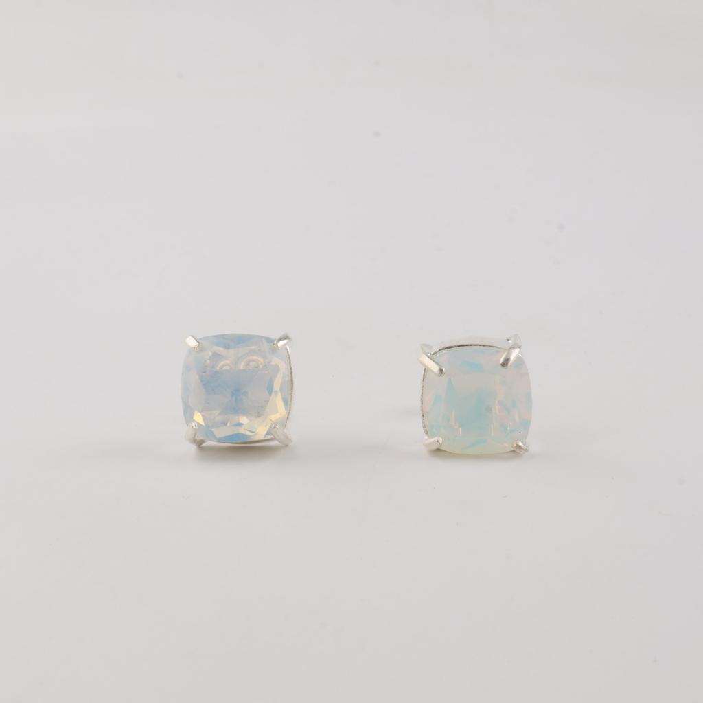 Mjölkig Opal Ädelsten 925 Sterling Silver Smycken Vacker Kuddformad Örhänge 1" För Födelsedagspresent EE-181-16