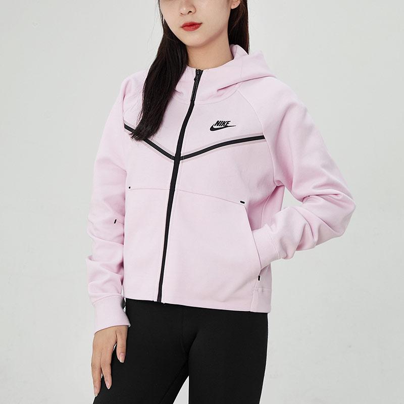 Nike Logo Print Sports Hooded Jacket Women Outerwear Pink CW4299-695