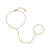 Wind Titanium Steel 18K Gold-Plated With Diamond Small Disc Fashion Bracelet Color-Preserving Women'S Stainless Steel Finger Clip Bead Finger Chain