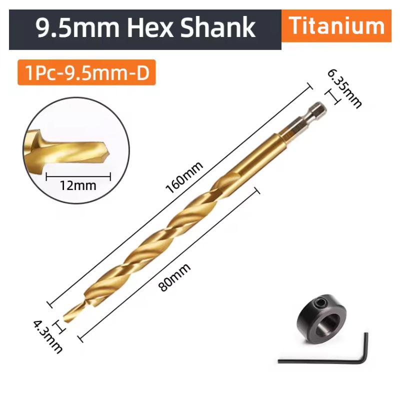 HSS Inclined Hole Drill Hex Twist Step Drill Bit Kreg Pocket Hole Drill Jig Guide 9/9.5mm With Stop Collar for Woodworking