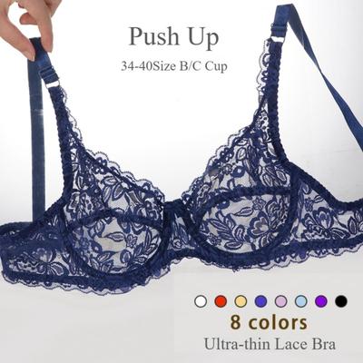 Dünner einlagiger transparenter sexy BH Vollspitze Bügel Ungefütterter BH Frische Anpassung Übergröße BH 34-40 Cup BC